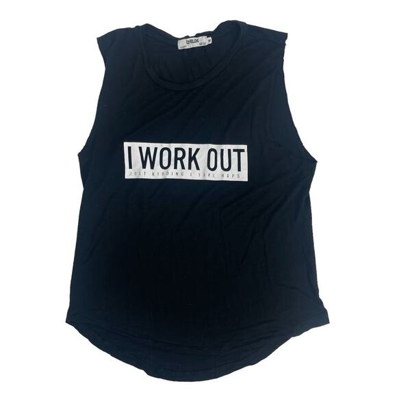 CHRLDR Women’s Black Graphic “I Work Out Just Kidding I Take Naps” Tank Top Sz S - Picture 4 of 10